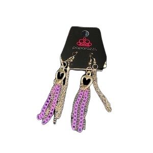 Buy 2 Get 1 Free Paparazzi Silver and Purple Dangle Heart Earrings